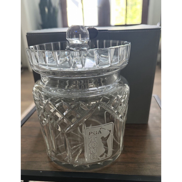 Waterford PGA Tour Crystal Lismore Round Biscuit Barrel Lid & Original Box RARE - Picture 8 of 8